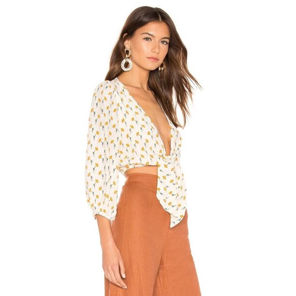 Faithfull The Brand Tie Waist‎ La Guardia Crop Top Marje Orange Floral Womens 4 - Picture 16 of 16